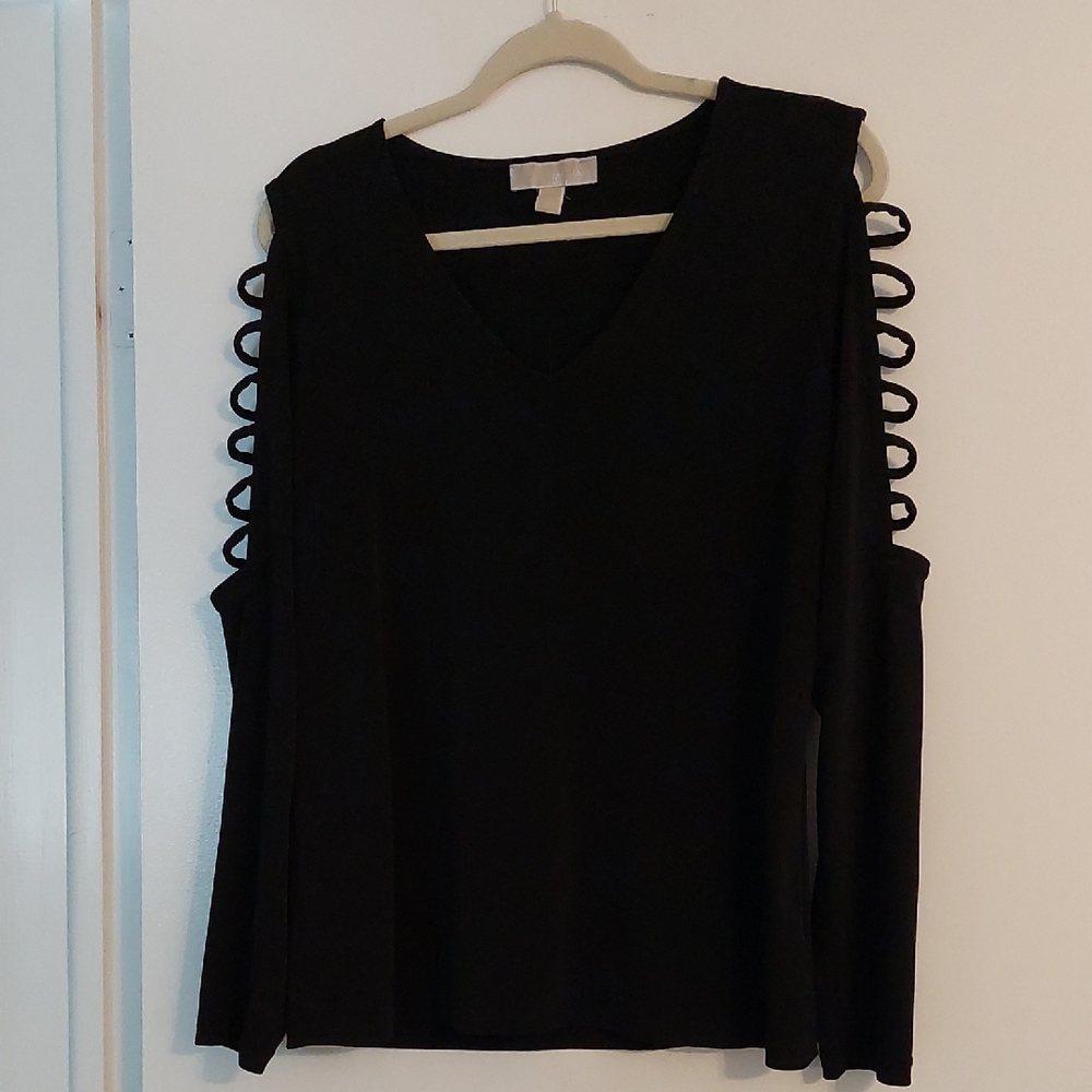 Michael Kors Black Blouse with Cut-Out Sleeves